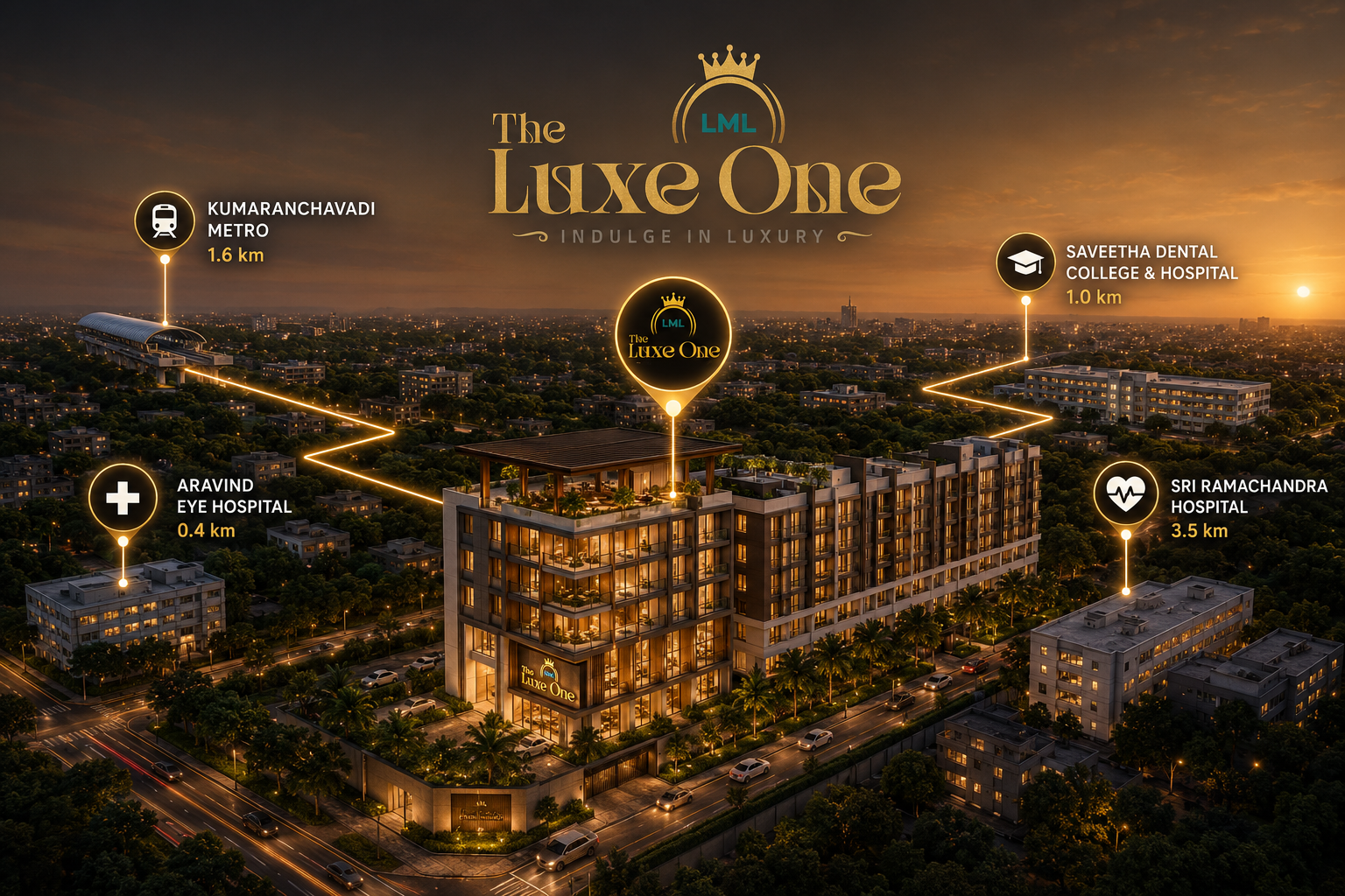 LML The Luxe One connectivity map showing nearby landmarks